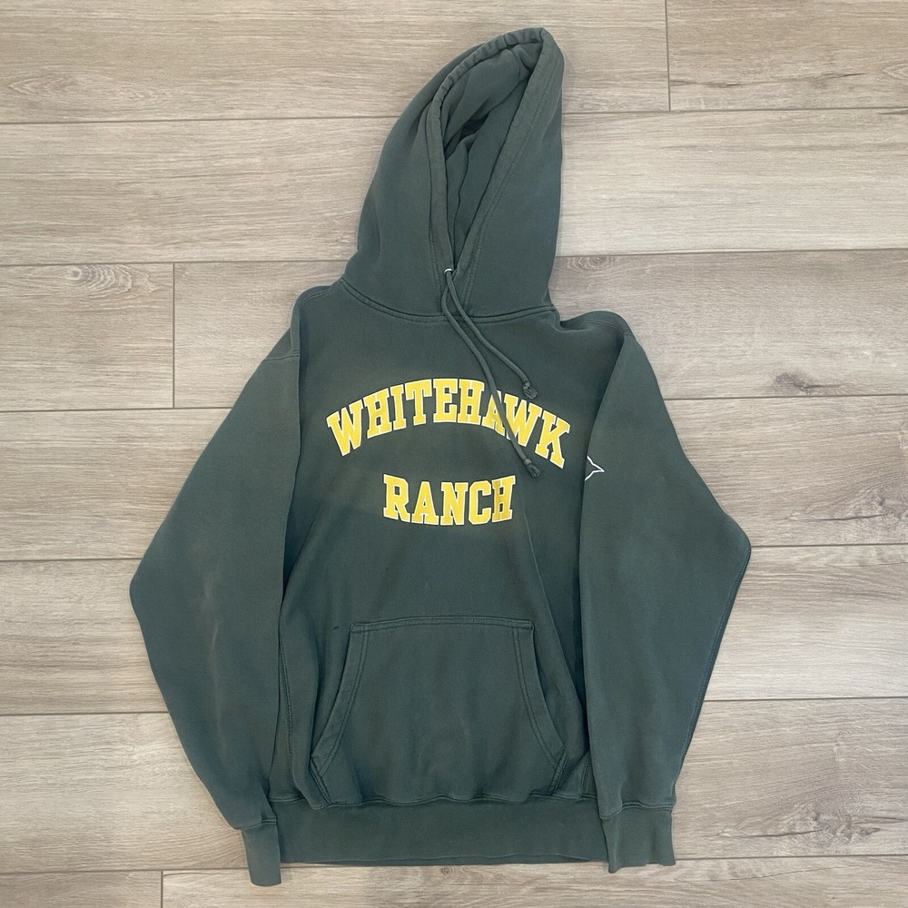 Vintage Pro-Weave Whitehawk Ranch Distressed Green Hoodie Adult Size Small Y2K